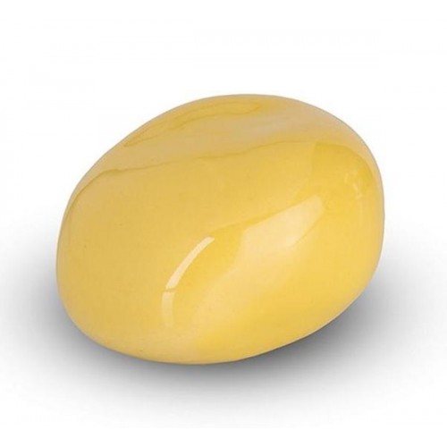 Cremation Ashes Keepsake / Miniature Urn – Huggable Cuddle Stone (Pale Yellow High Shine)